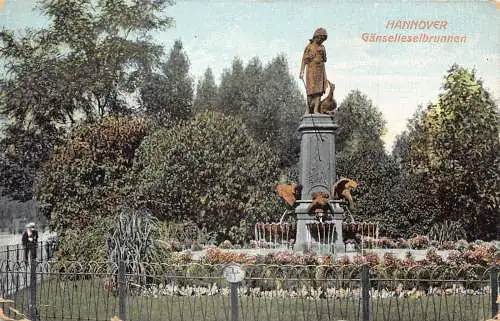 Deutschland Hannover Hannover 1909 Gaenselieselbrunnen Brunnen Vintage Postkarte