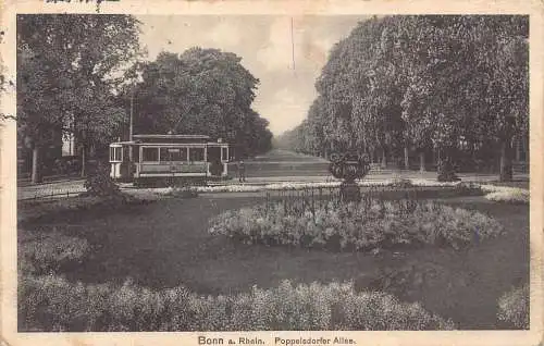 Deutschland Bonn a Rh 1913 Poppelsdorfer Allee Straßenbahn Vintage Postkarte