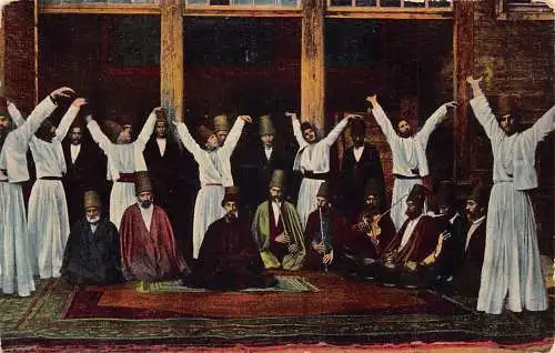 B106 Türkei Eingeborene tanzen spielen Flöte Violine Konstantinopel ethnische Postkarte