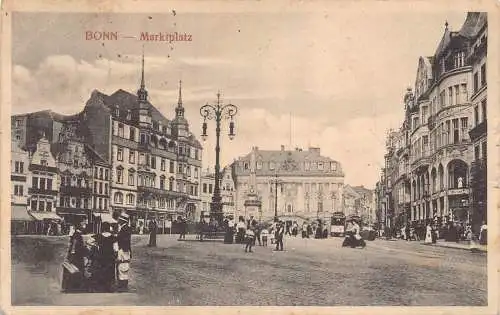 Deutschland Bonn a Rh 1912 Marktplatz Marktplatz Vintage Postkarte