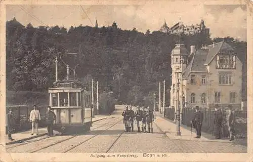 Deutschland Bonn a Rh 1912 Aufgang zum Venusberg Infanterie Soldaten Straßenbahn Postkarte