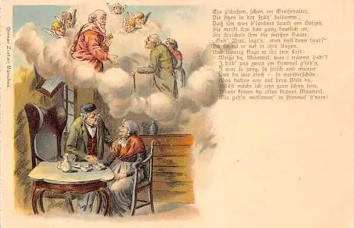 B107 Gedicht Petrus wartet auf älteres Paar im Himmel Cherubs Postkarte