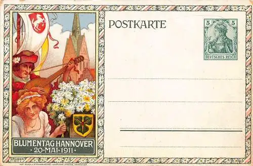 B107 Deutschland Blumentag Hannover 1911 Blumentag Mandoline Ganzsache