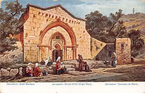 Israel Jerusalem Grab der Jungfrau Maria Ureinwohner Frauen Vintage Postkarte