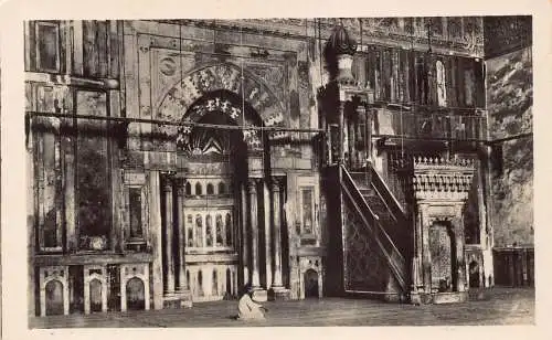Ägypten Kairo Innenraum der Sultan Hassan Moschee RPPC Vintage Postkarte