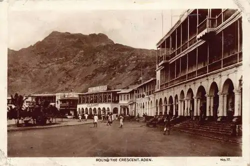 A613 Jemen Aden Round The Crescent Hotel de L'Europe RPPC Postkarte