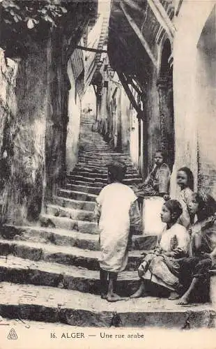 A616 Algerien Algier Alger Rue Arabe Arabische Straße Ureinwohner Kinder Ethnische Postkarte