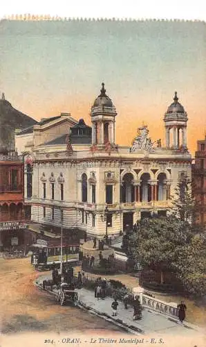 A617 Algerien Oran Theater Stadttheater Straßenbahn Vintage Postkarte