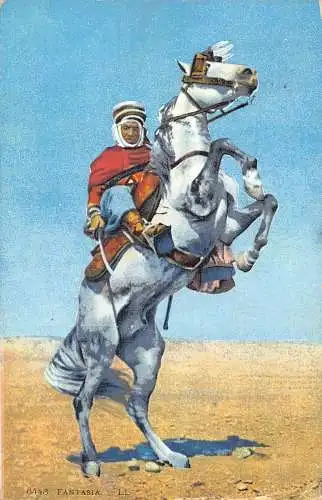 A617 Algerien 1914 Fantasie ethnischer Beduine Mann reitet Pferd Postkarte