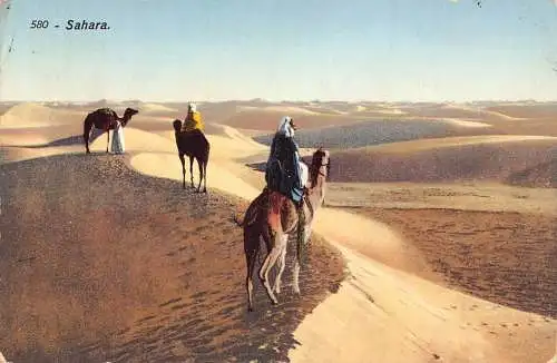 A618 Tunesien 1914 Ethnische Beduinenüberquerung mit Kamelen Sahara Postkarte