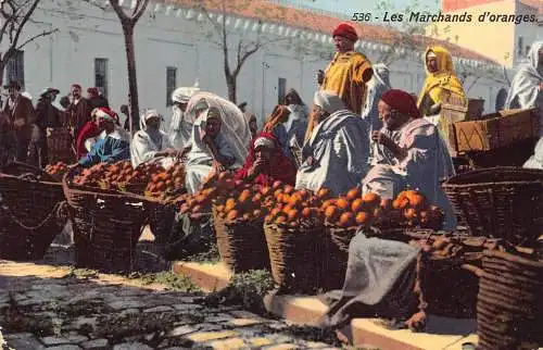 A618 Tunesien 1914 Marchands d'oranges Native Orange Sellers Market Postkarte