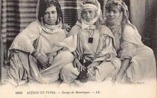 A619 Algerien Szenen und Typen Gruppe von Mauresken einheimische Mädchen ethnische Postkarte