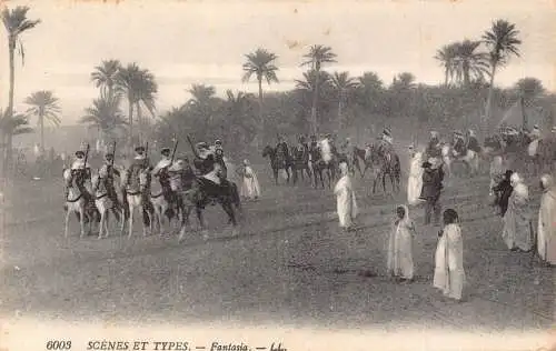 A619 Algerien Szenen et Typen Fantasie Kavallerie Soldaten Eingeborene Postkarte