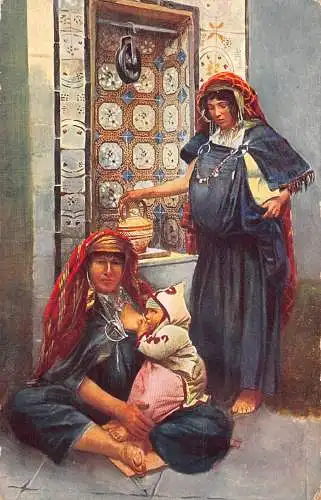 A620 Marokko Ureinwohner Schwangere Frau Mutter Stillen Baby Ethno Postkarte