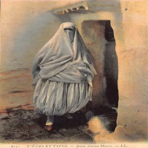 A620 Marokko Szenen et Typen Junge Frau Maure im Burka Stil Kostüm Postkarte
