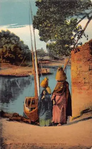 A620 Ägypten Szenen et Typen Porteuses D'Eau au Bord du Nil Boote Postkarte