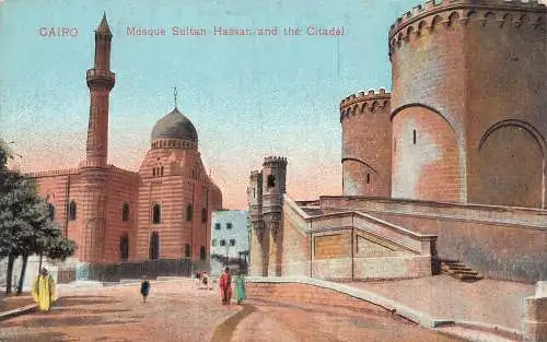 A621 Ägypten Kairo Moschee Sultan Hassan und Zitadelle Vintage Postkarte