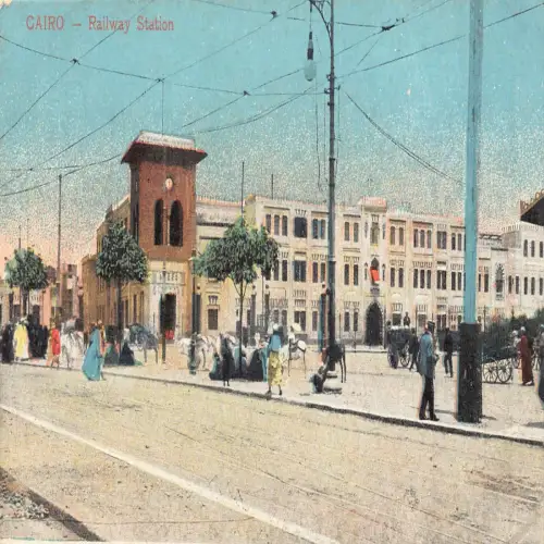A621 Ägypten Kairo Bahnhof Vintage Postkarte