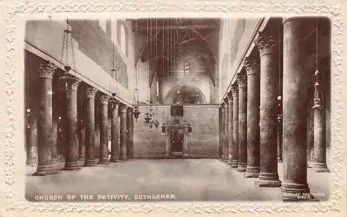 A621 Israel Geburtskirche innen Bethlehem geprägte Blätter Postkarte