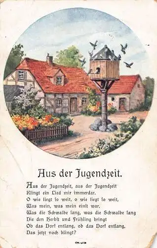 L465 Deutschland Liedkarte Singvögel Tauben Vintage Feldpostkarte