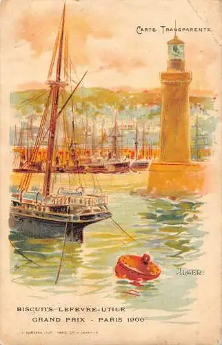 L465 Algerien Alger Schiff Leuchtturm Werbung Hold to Light Vintage Postkarte