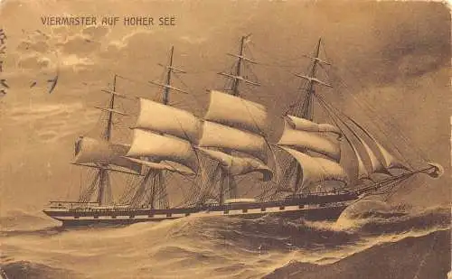 L465 Deutschland 1916 Viermeister auf hoher See alte Postkarte