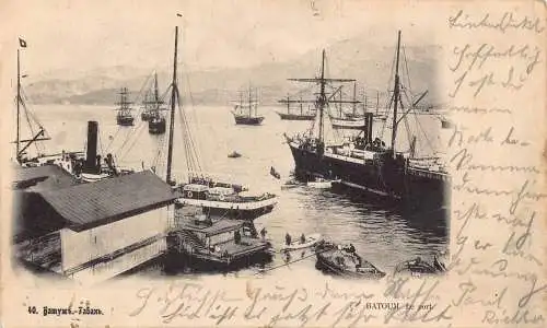 B108 Georgien 1906 Batoumi Batumi Hafen Hafen Dampfschiff Vintage Postkarte