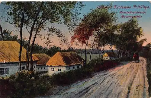 B108 Polen 1917 Russisch-polnische Bauerngehoftete Ländliche Ansicht 1. Weltkrieg Feldpostkarte
