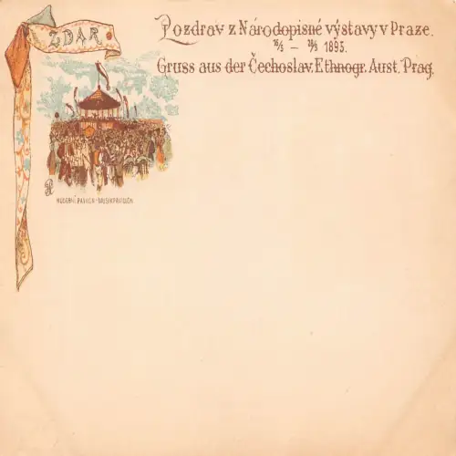 B110 Tschechien Gruss aus der Cechoslav Ethnographische Austellung Pra Prag Postkarte