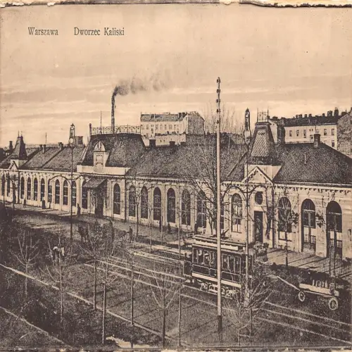 B111 Polen Warszawa Warschau Dworzec Kaliski Bahnhof Industrie Straßenbahn Postkarte