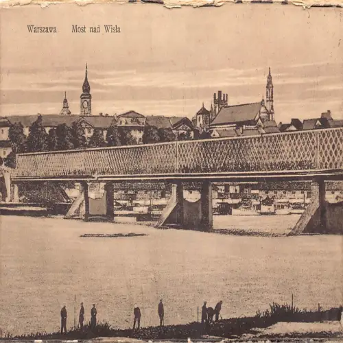B111 Polen Warschau Warschau Most nad Wisla Fischerbrücke Vintage Postkarte