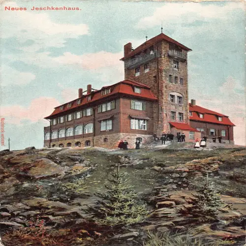 B111 Tschechien Neues Jeschkenhaus 1907 Jeschkenkoppe Scherzhaus Postkarte