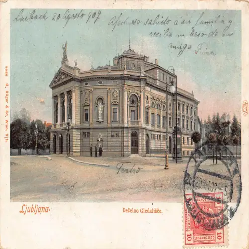 B109 Slowenien 1907 Ljubljana Dezelno Schloss Gledalisce Vintage Postkarte