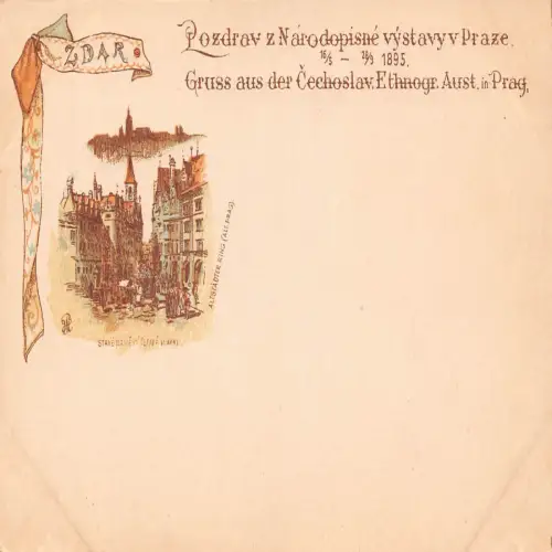 B109 Tschechien Gruss aus Tscheoslaw Ethnographie Ausstellung Gruß Prag Postkarte