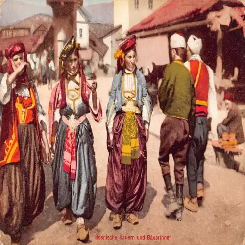 B108 Bosnien und Herzegowina Bauern und Baeuerinnen Trachten Postkarte