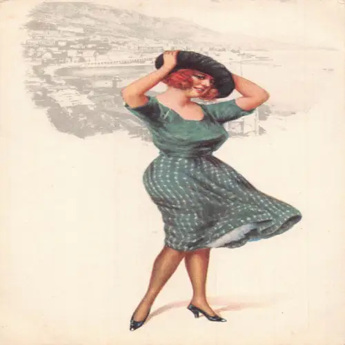 L467 Monte-Carlo Glamour Lady Fashion Art Vintage Postkarte