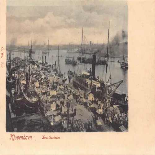 C045 Dänemark København Hafen Dampfschiff Schiffe Boote Vintage Postkarte