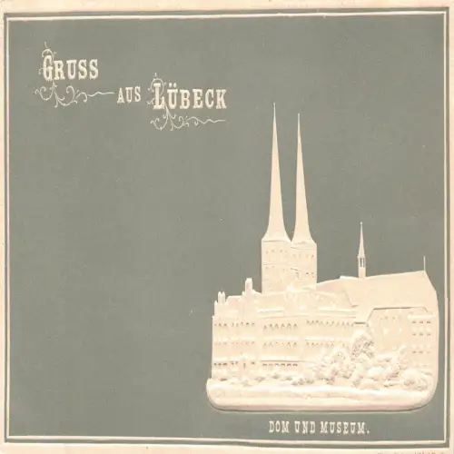 B113 Deutschland Gruss aus Lübecker Dom und Museum Dom Prägepostkarte