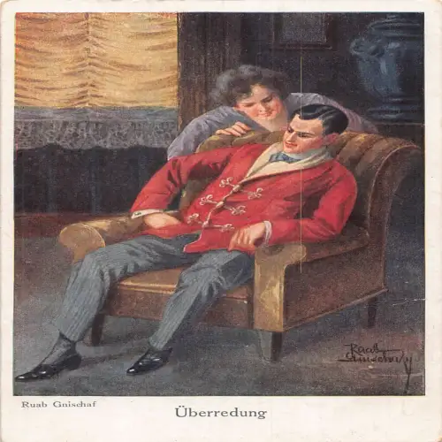 A631 Münchner Meister Galerie Paar Ueberredung Kunst von Ruab Gnischaf Postkarte
