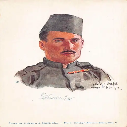 A632 Kunst Militär Uniform im Ersten Weltkrieg Türkisch Typ Portrait Vintage Postkarte
