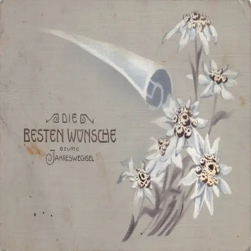 A633 Neujahrsgrüße 1913 Edelweiß Blumen Vintage Postkarte