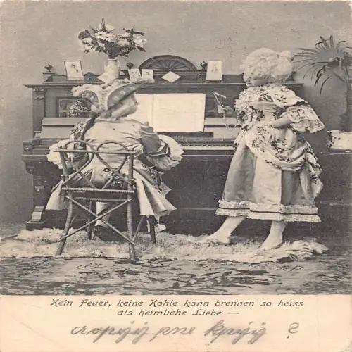 A635 Love Romance 1903 Mann spielt Klavier Frau Pince-nez Old Fashion Postkarte