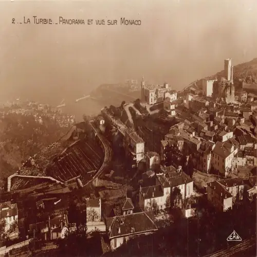 A637 Frankreich Turbie Panorama et Vue sur Monaco RPPC Vintage Postkarte