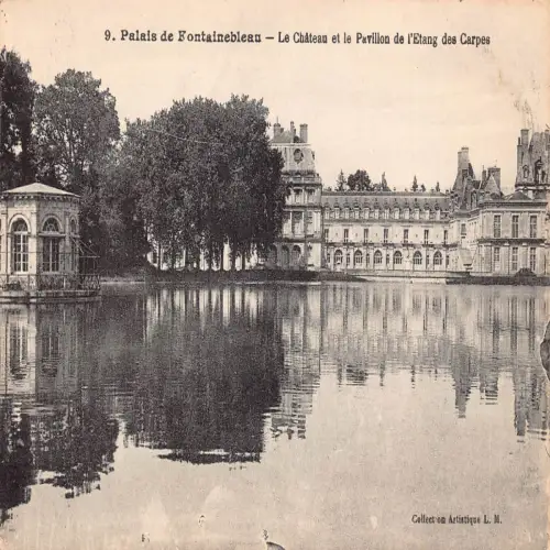 A637 Frankreich Palais de Fontainebleau Chateau Pavillon de l'Etang Carpes Postkarte
