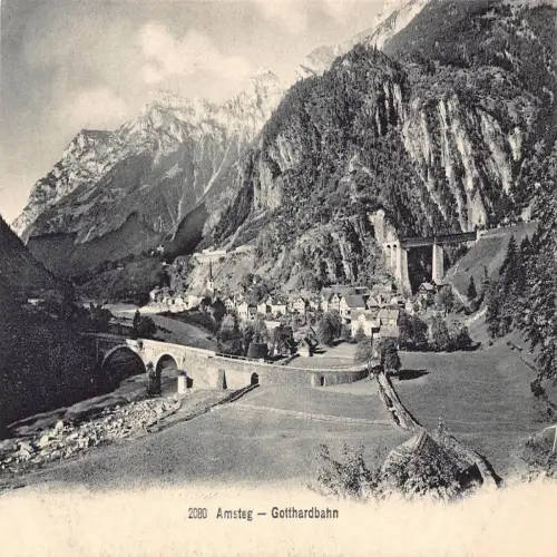 A638 Schweiz Amsteg Gotthardbahn Viadukt Vintage Postkarte