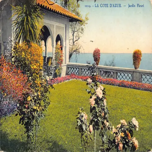 A639 Frankreich 1927 Cote d'Azur Jardin Fleuri Blumengarten Rosen Vintage Postkarte