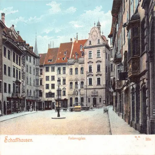 A639 Schweiz Schaffhausen Frohnwagplatz Platz Vintage Postkarte