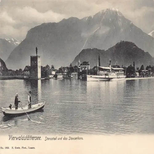 A640 Schweiz Vierwaldstättersee Dampfschiff Stanserhorn Postkarte
