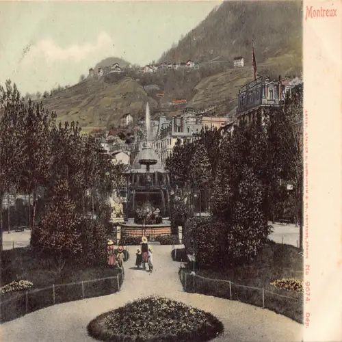 A639 Schweiz Montreux Brunnen Vintage Postkarte