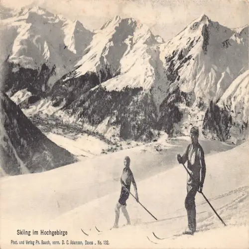 A640 Schweiz Skifahren im Hochgebirge Wintersport Postkarte